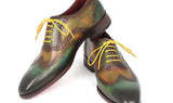 Paul Parkman Men's Hand-Painted Leather Wingtip Oxfords in Green