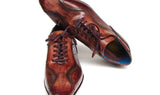 Paul Parkman Men's Hand-Painted, Handmade Lace-Up Casual Shoes in Brown