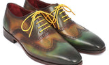 Paul Parkman Men's Hand-Painted Leather Wingtip Oxfords in Green