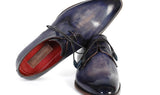Paul Parkman Men's Hand-Painted Leather Derby Shoes in Blue & Navy