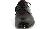Paul Parkman Men's Hand-Painted Leather Derby Shoes in Anthracite Black