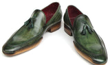 Paul Parkman Men's Hand-Painted Side Sewn Tassel Loafers in Green