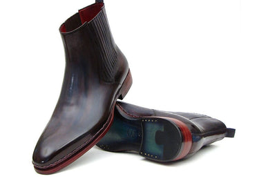 Paul Parkman Men's Leather Chelsea Boots in Navy & Bordeaux