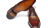 Paul Parkman Men's Hand-Painted Leather Captoe Oxfords in Camel & Red