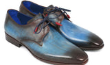 Paul Parkman Men's Hand-Painted Leather Derby Shoes in Blue & Brown