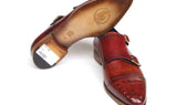 Paul Parkman Men's Leather Double Monkstraps in Burgundy