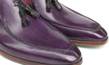 Paul Parkman Men's Hand-Painted Leather Tassel Loafers in Purple