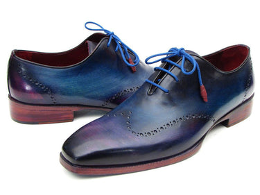 Paul Parkman Men's Hand-Painted Leather Wingtip Oxfords in Blue & Purple