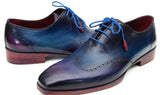 Paul Parkman Men's Hand-Painted Leather Wingtip Oxfords in Blue & Purple