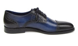 Paul Parkman Men's Hand-Painted Leather Derby Shoes in Parliament Blue & Navy