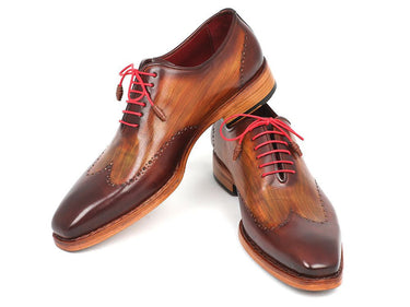 Paul Parkman Men's Goodyear Welted Wingtip Oxfords in Brown & Camel