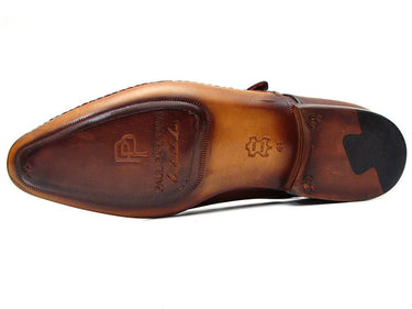Paul Parkman Men's Handmade Leather Single Monkstraps in Brown