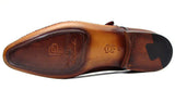 Paul Parkman Men's Handmade Leather Single Monkstraps in Brown