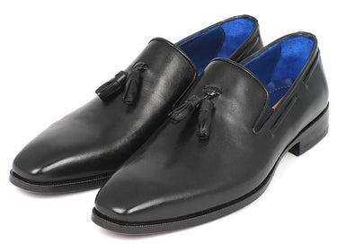 Paul Parkman Men's Leather Tassel Loafers in Black
