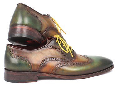 Paul Parkman Men's Hand-Painted Leather Wingtip Oxfords in Green