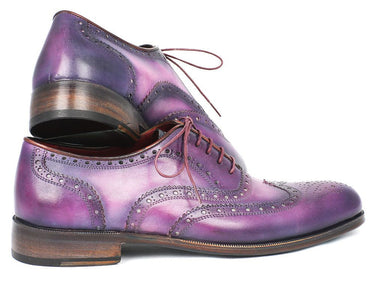 Paul Parkman Men's Hand-Painted Leather Wingtip Oxfords in Purple & Navy