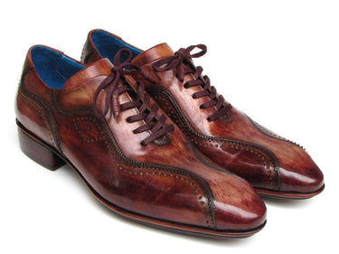 Paul Parkman Men's Hand-Painted, Handmade Lace-Up Casual Shoes in Brown