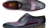 Paul Parkman Men's Medallion Toe Oxfords in Purple & Navy