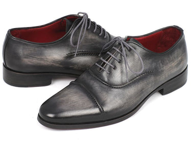 Paul Parkman Men's Hand-Painted Captoe Leather Oxfords in Gray & Black