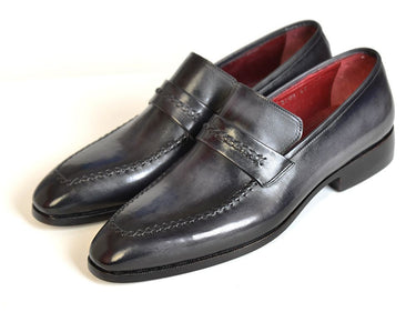 Paul Parkman Men's Leather Loafers in Gray & Black