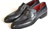 Paul Parkman Men's Leather Loafers in Gray & Black