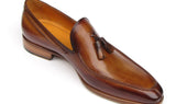 Paul Parkman Men's Hand-Painted Leather Tassel Loafers in Camel & Brown