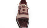 Paul Parkman Men's Hand-Painted Suede Captoe Oxfords in Bordeaux & Beige