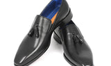 Paul Parkman Men's Leather Tassel Loafers in Black