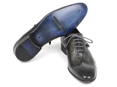 Paul Parkman Men's Hand-Painted Leather Wingtip Oxfords in Gray & Black