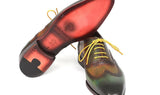 Paul Parkman Men's Hand-Painted Leather Wingtip Oxfords in Green
