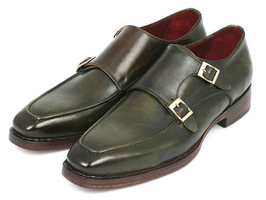 Paul Parkman Men's Goodyear Welted Double Monkstraps in Green