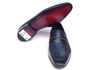 Paul Parkman Men's Hand-Painted Leather Loafers in Navy