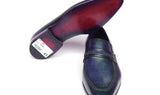 Paul Parkman Men's Hand-Painted Leather Loafers in Navy