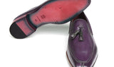 Paul Parkman Men's Hand-Painted Leather Tassel Loafers in Purple