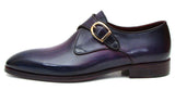 Paul Parkman Men's Leather Single Monkstraps in Purple