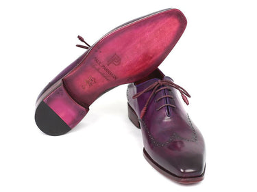 Paul Parkman Men's Hand-Painted Leather Wingtip Oxfords in Purple