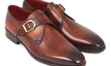 Paul Parkman Men's Hand-Painted Leather Monkstraps in Brown & Camel
