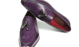 Paul Parkman Men's Hand-Painted Leather Tassel Loafers in Purple