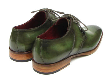 Paul Parkman Men's Hand-Painted Leather Derby Shoes in Green