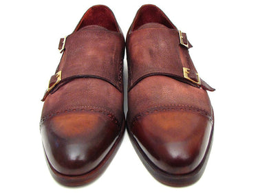 Paul Parkman Men's Suede Double Monkstraps in Antique Brown