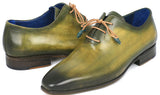 Paul Parkman Men's Hand-Painted Wholecut Leather Oxfords in Antique Green