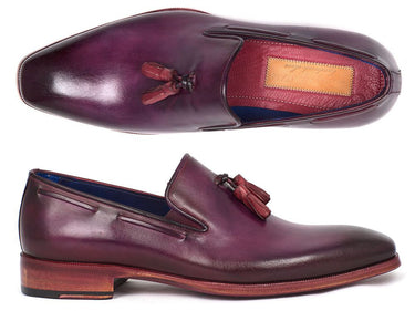 Paul Parkman Men's Leather Tassel Loafers in Purple