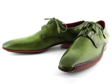 Paul Parkman Men's Hand-Painted Ghillie Lacing Side Dress Shoes in Green