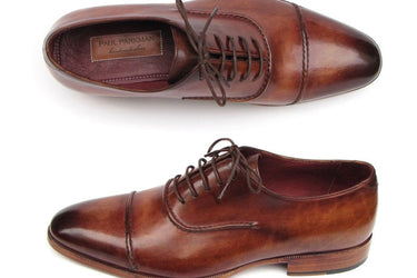 Paul Parkman Men's Hand-Painted Leather Captoe Oxfords in Brown