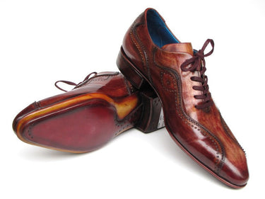 Paul Parkman Men's Hand-Painted, Handmade Lace-Up Casual Shoes in Brown