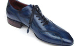 Paul Parkman Men's Hand-Painted, Handmade Lace-Up Casual Shoes in Blue