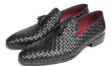 Paul Parkman Men's Leather Woven Tassel Loafers in Black