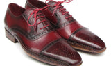 Paul Parkman Men's Side Handsewn Leather Captoe Oxfords in Red / Bordeaux