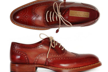 Paul Parkman Men's Wingtip Oxfords in Bordeaux & Camel