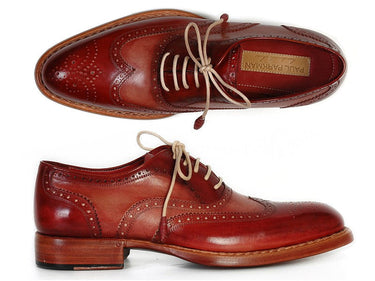 Paul Parkman Men's Wingtip Oxfords in Bordeaux & Camel